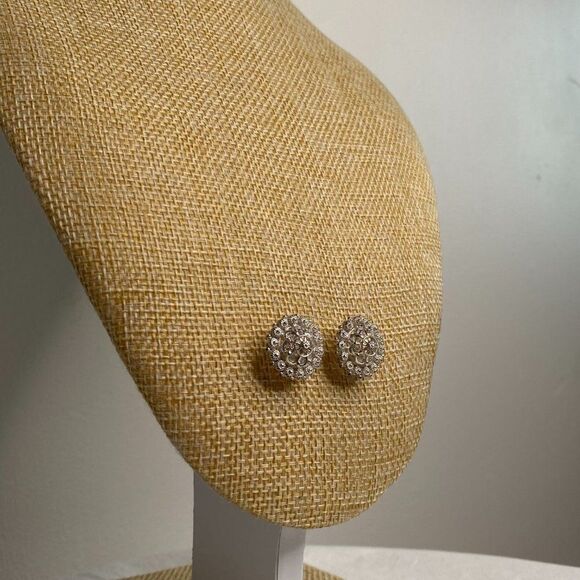 Silver Large Round Stud Earrings - Picture 4 of 4